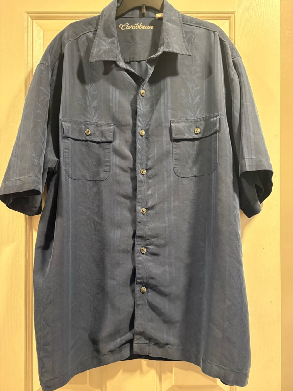 Caribbean Men's Short-Sleeve Button-Down Shirt in Slate Blue